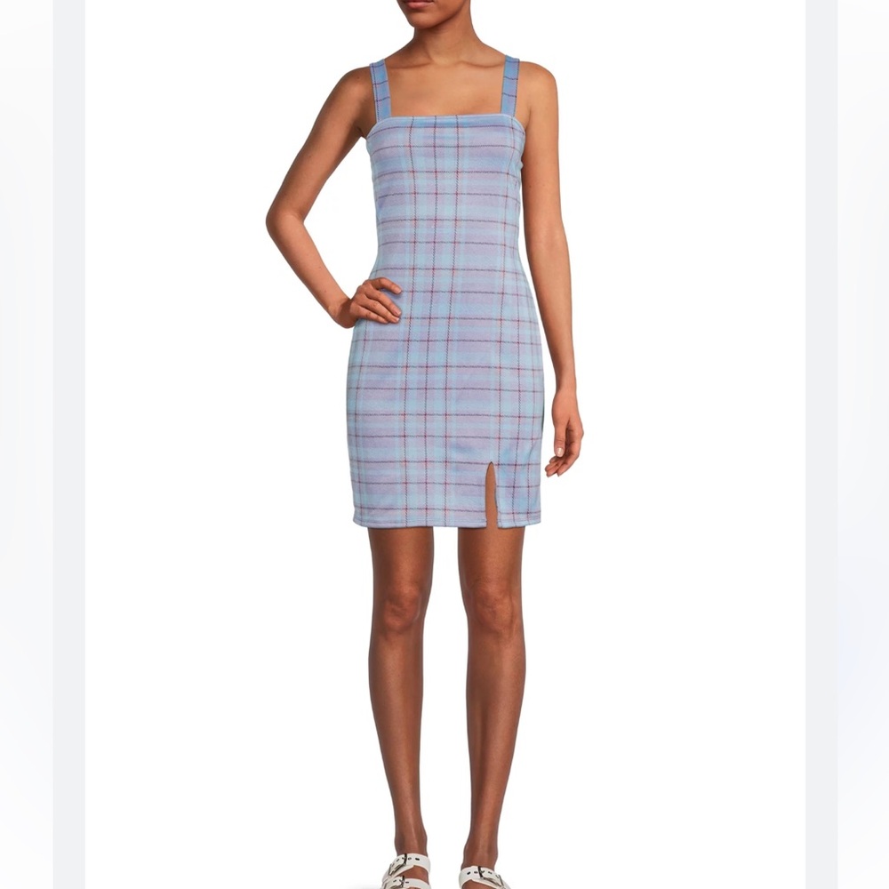 Just Polly Sleeveless Plaid Mini Dress